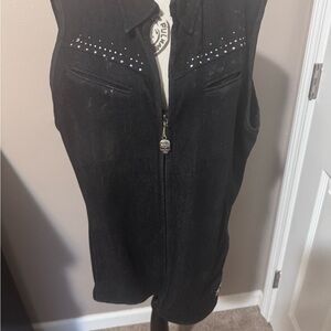 Black Jean Vest with Studded Details
